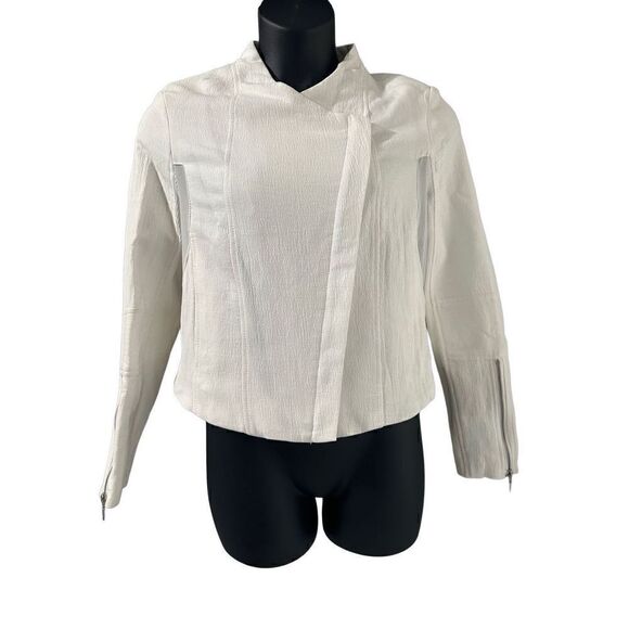 BlankNYC Women's So Icy Cream Asymmetrical Moto Jacket White Large NWT 🛑 - Picture 1 of 10